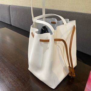 Mark & Graham White and Brown Tote Bag